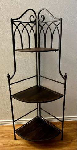 3-Tier Corner Shelving Unit / Rack Metal & Wood