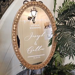 Wedding Welcome Sign Mirror & Stand