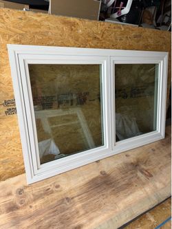 Vinyl retro fit double crank out dual pane  60” wide 36” tall casement window - white