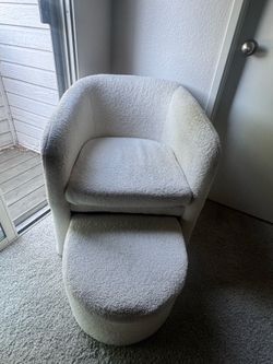 Boucle Chair and Ottoman Set