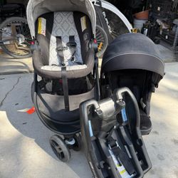 Completed Set Of Stroller And Car Seat With Base 