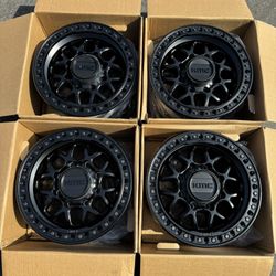 8x180 GM Chevy 8 Lug KMC GRS Satin Black Brand New Off-Road Racing Wheels Rims Rines 