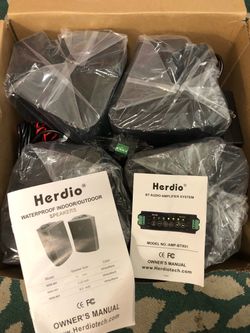 New Herdio HOS-501BTBX2 5.25”Outdoor Speaker & Bluetooth Amp Kit