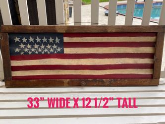 American Flag Painted on Metal & Framed. REDUCED