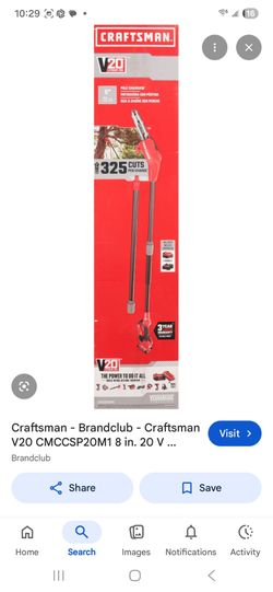 Craftsman V20 Cordless Pole Chainsaw 🌲
​Price: $100 OBO (Tool only) / $130 OBO (With battery & charger included)