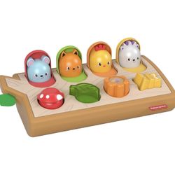 Fisher-Price Baby Toy Wood Log Hide & Peek PopUp Animal-Themed Sensory Activity