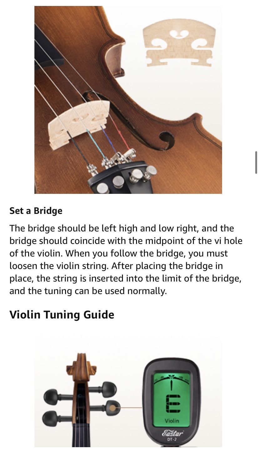 Eastar 3/4 Violin Set Fiddle EVA-3 Matte for Kids Beginners Students with Hard Case, Rosin, Shoulder Rest, Bow, and Extra Strings (Imprinted Finger Gu