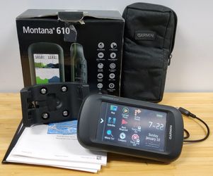 Garmin Montana 610 Touchscreen Handheld GPS/GLONASS Device w Rechargeable Battery and Box