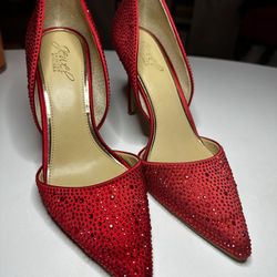 Red sparkle high heels