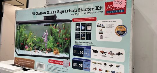 Aqua Culture 55 Gallon Glass Aquarium Starter Kit