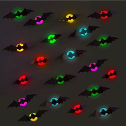 New New Halloween LED Bats Decoration,24PCS New Upgraded 3D Bat Halloween Decorative Lights, 3 Different Sizes of Realistic PVC Scary bat Stickers for