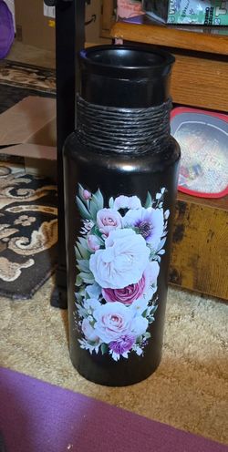Black Satin Vase with Flowers