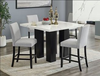 Brand New White Gray 5pc Counter Height Dining Table Set