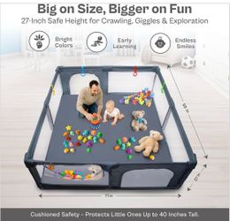 Baby Playpen 71x59 Inch Large Playpen for Babies,Dark Gray