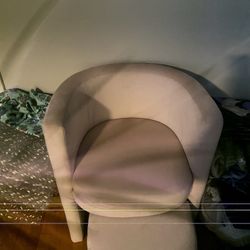pink Velvet Stylish Contemporary Chair With Foot Rest