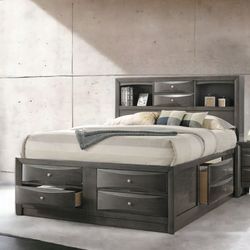 4pc Queen Storage Bed Dresser Mirror 1 Nightstand $1200