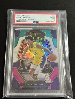 Lakers 2022-23 Panini Select - Premier Level- Teal/ White/ Pink #181 Max Christie (RC) #/49