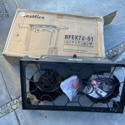 Bestfire 2 burner Camping Stove with Auto Ignition Button,Side Shelves & Regulator150,000 BTU Gas Stove Propane Burner With Removable Legs for Outdoor