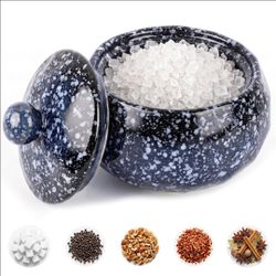 Ceramic Salt Cellar With Lid for countertop, Salt and pepper Container, 14.5 fl oz 3.35"