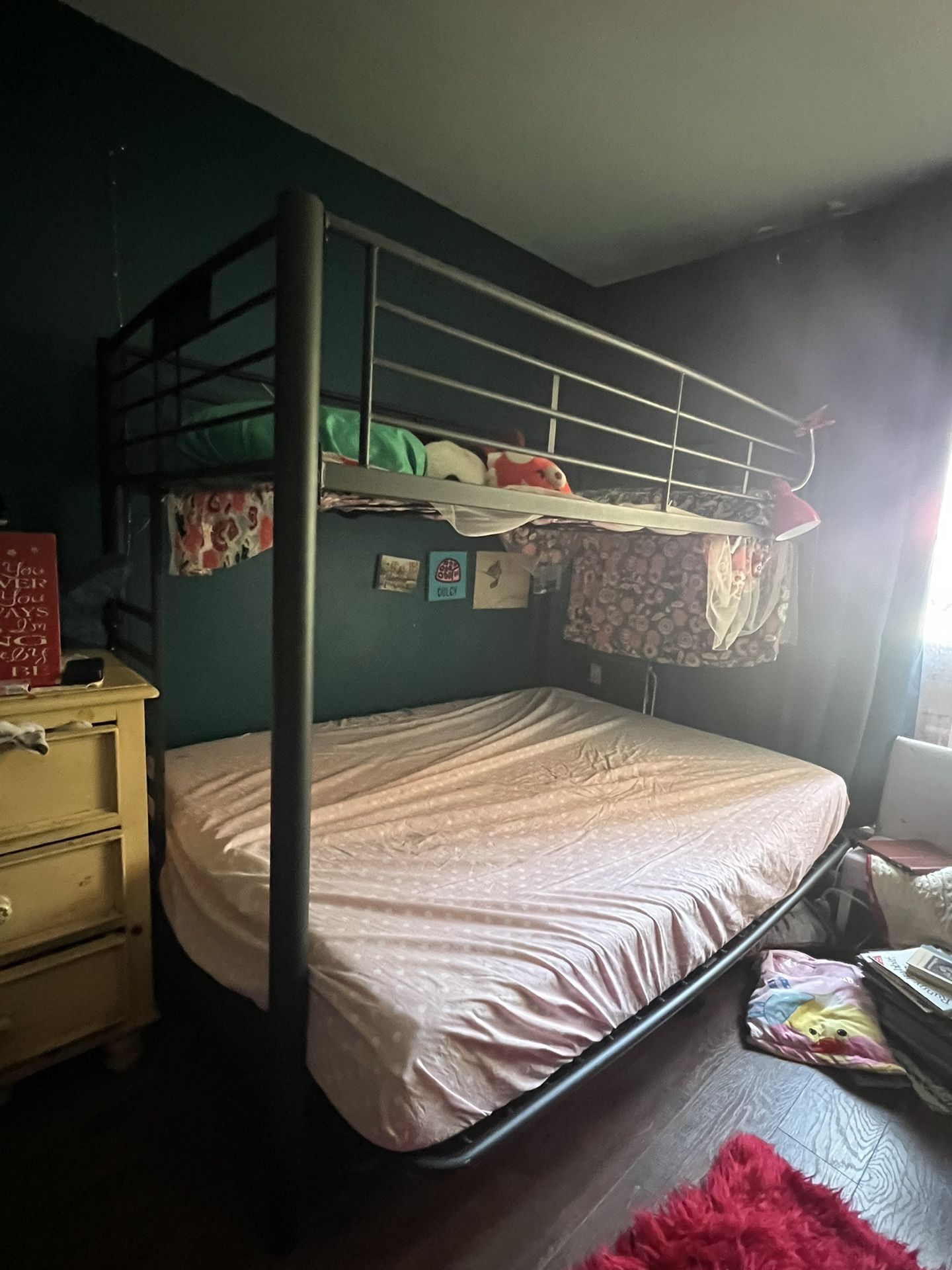 Black Metal Bunkbed With Full Bed Futon Couch On Bottom