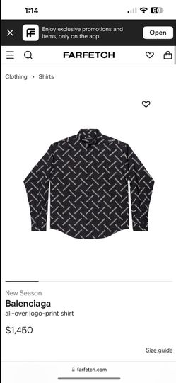 Balenciaga Balenciaga Allover Logo Printed Long-Sleeved Shirt