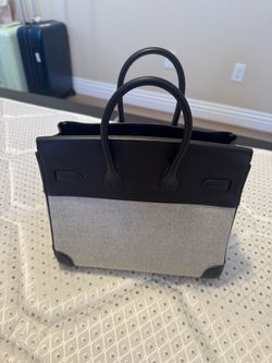 Birkin25-Style Two-Tone Handbag