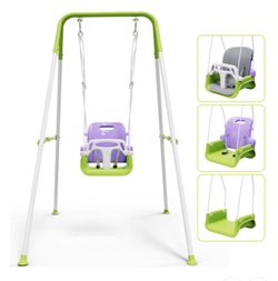 Toddler Swing with Soft Cushion, Foldable Indoor & Outdoor Baby Swing Easy to Store, Suitable for Children Aed 1 to 10, Toddler Swing Set for Backyard