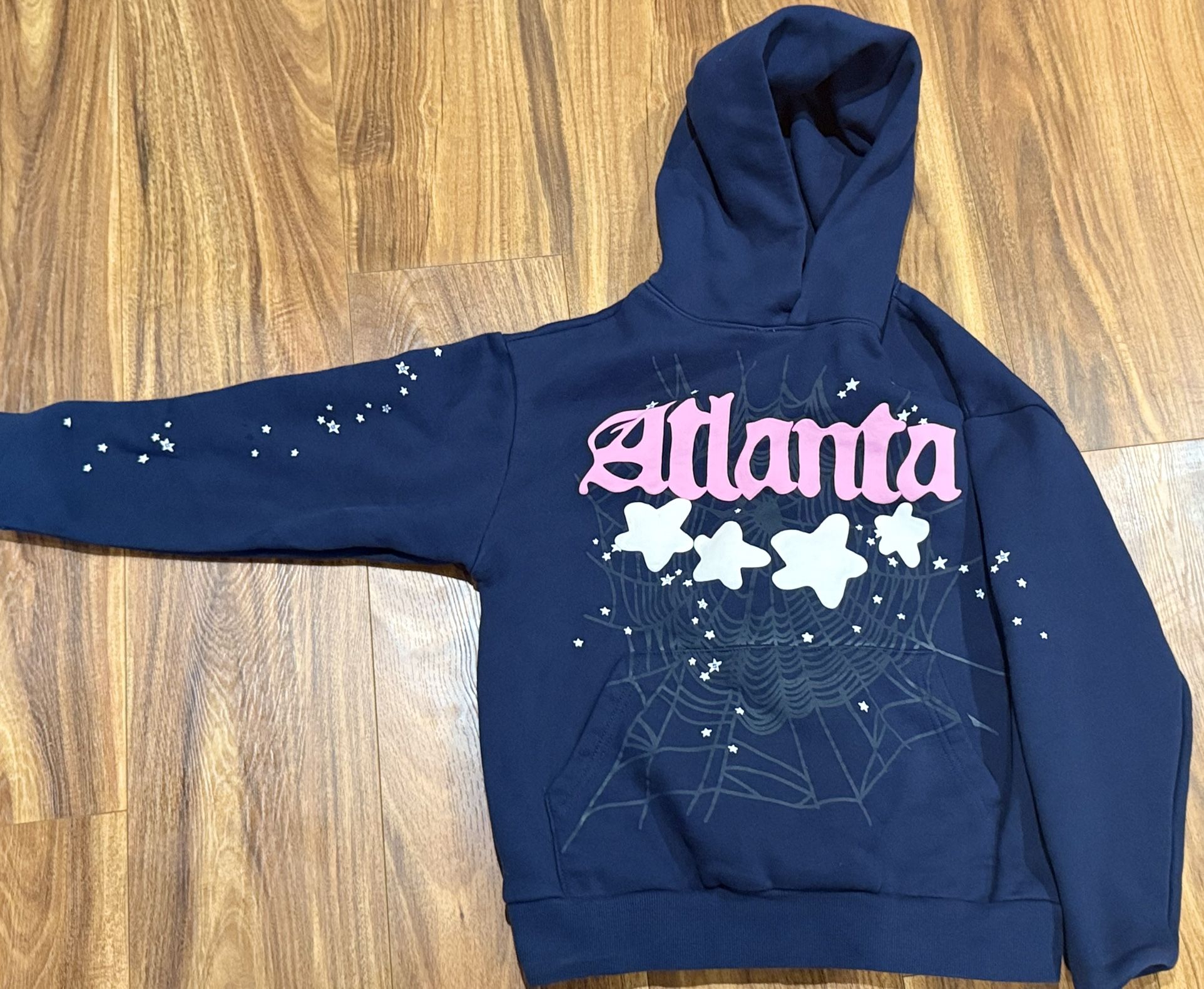 Sp5der Spyder Hoodie Blue Atlanta Pink Stars Small
