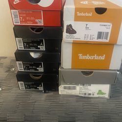 5pairs Of Tennis Size 7C  & 2pair Of Timberland Boots Everything For Only $$260