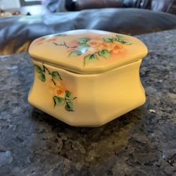 Antique Hand Painted Trinket Dresser Box 