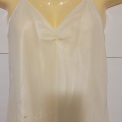 Valerie STEVENS SHORT IVORY NIGHTGOWN MED SEQUIN EMBROIDERED SEXY 