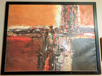 Vintage IKEA Hallaryd Oil Painting - Extra Large Framed 48" x 36"....Signed "Devine"