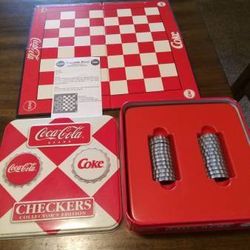 Vintage Coca Cola Checker Board Game With Bottle Cap Checkers Tin Box And Original Instruction Booklet 