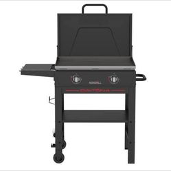 Daytona 2-Burner Propane Gas Grill 28 in. Flat Top Griddle in Black with Lid