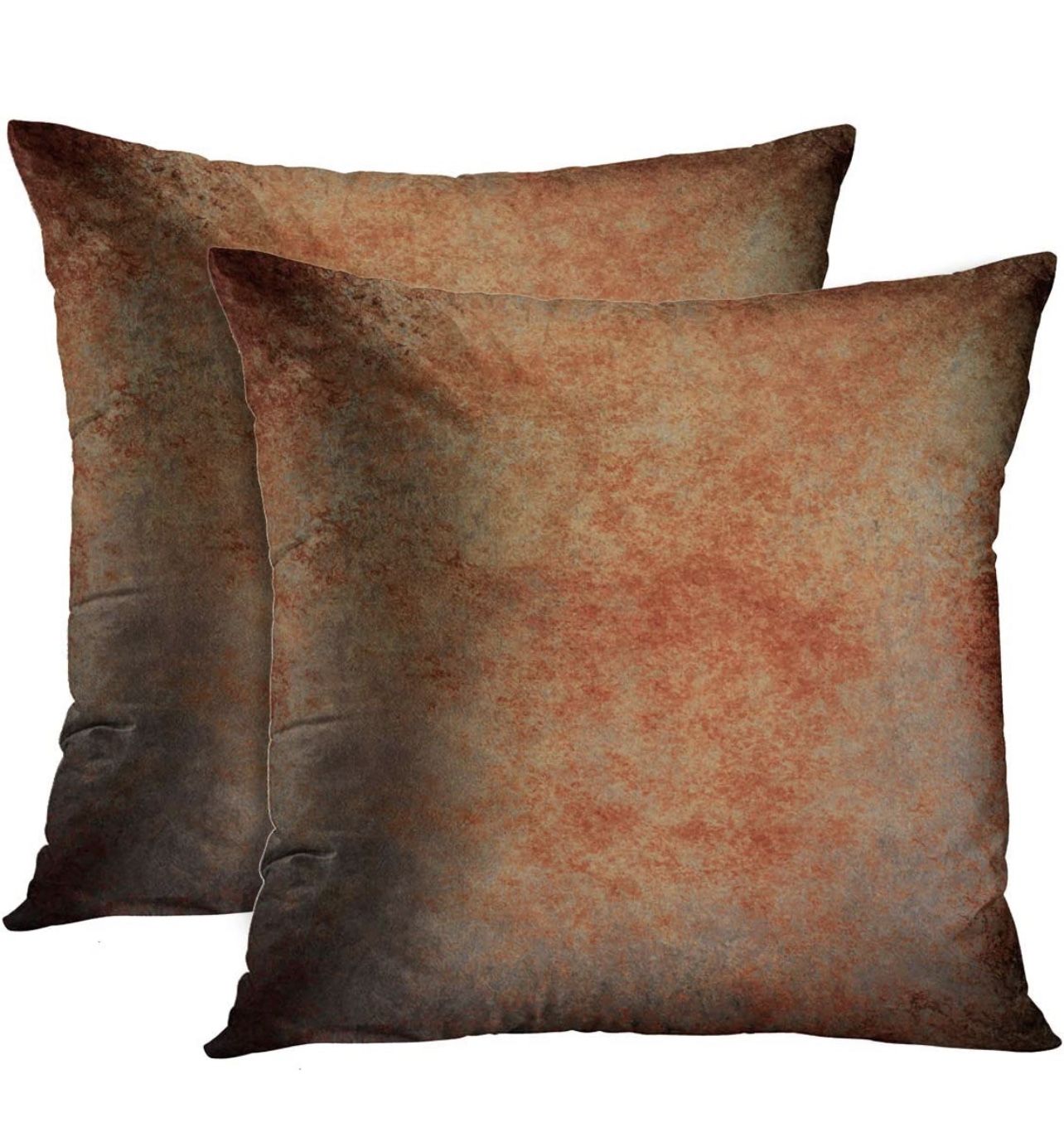 Set of 2 Throw Pillow Cover Abstract Brown Rust Color Stain Splash Messy Dirty Vintage Gray Neutral Old Rough Distressed Copper Decorative Pillow Case