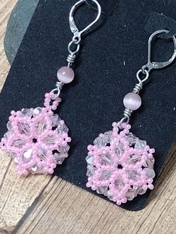 Pink Snowflake Earrings