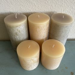 Pottery Barn Pillar Candles (set Of Five)