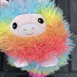 Kellytoy 8" Fuzzy Round Body Stuffed Animal Pig Rainbow Plush Toy (Rare)