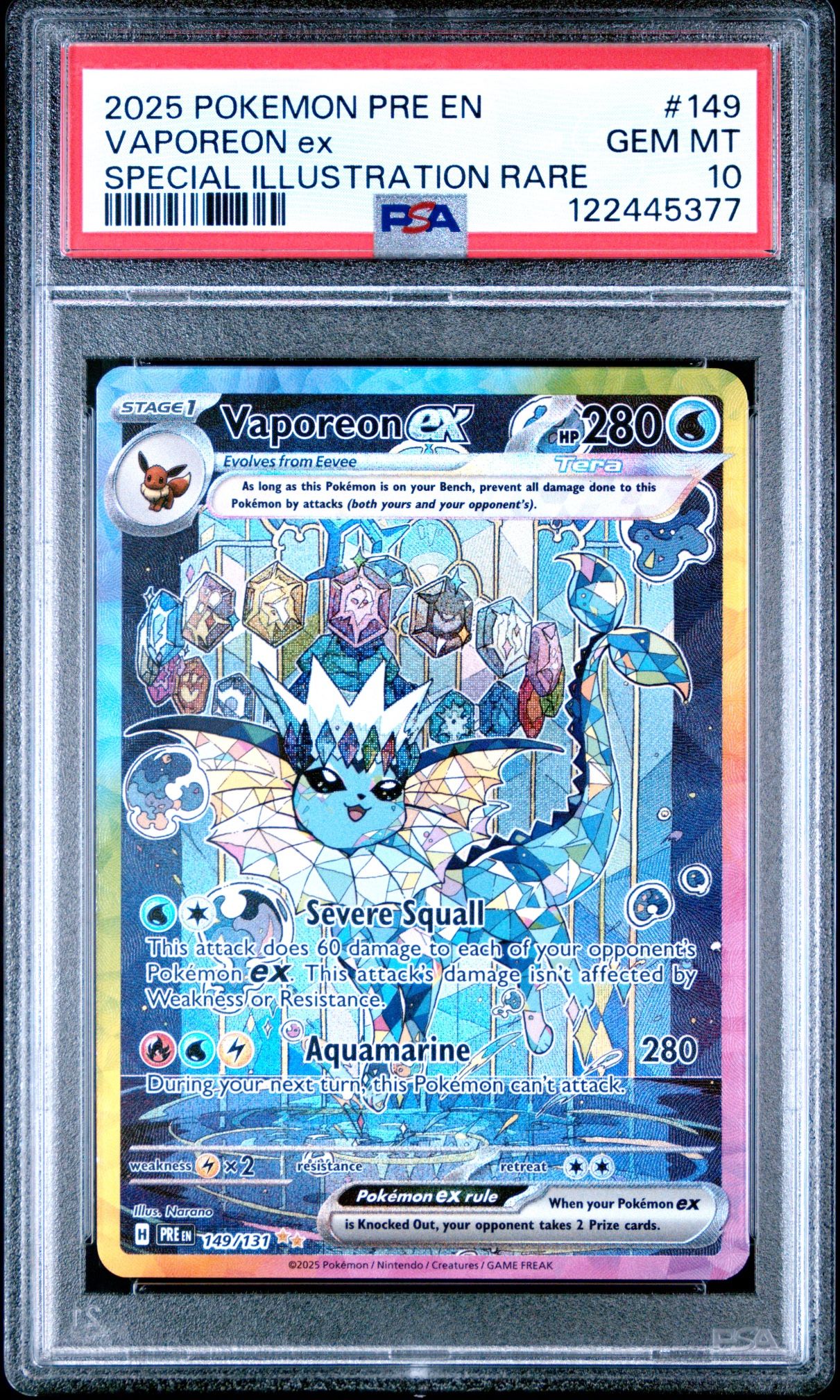 Pokemon Vaporeon EX SIR Prismatic Evolutions PSA 10