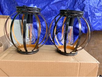 Hanging solar porch light and blanket
