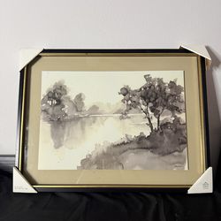 Framed Watercolor Landscape Wall Art – Neutral Decor