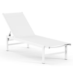 Assembled new Lounge Chair Outdoor, Aluminum Pool Lounge Chairs with 5-Position Recliner, Patio Chaise Lounge Outdoor for Backyard, Poolside, Deck (Wh