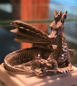 Vintage 1989 Masterworks Fine Pewter Dragon Mother & Baby Hatchling Figurine MWFP