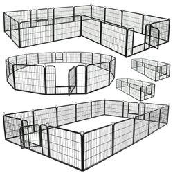 24"High Heavy Duty Metal Pet Dog Playpen Kennel Fence, 16 Panels