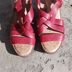 Woman's Born Carmo leather single back platform wedge sandals