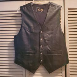 Scully Men Leather Black Vest Size Medium