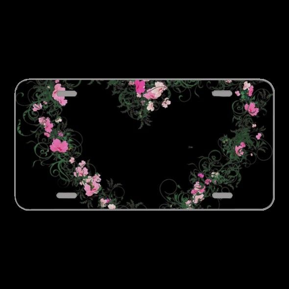 License Plate Novelty Car Front Love Heart Flowers Blossom Bloom