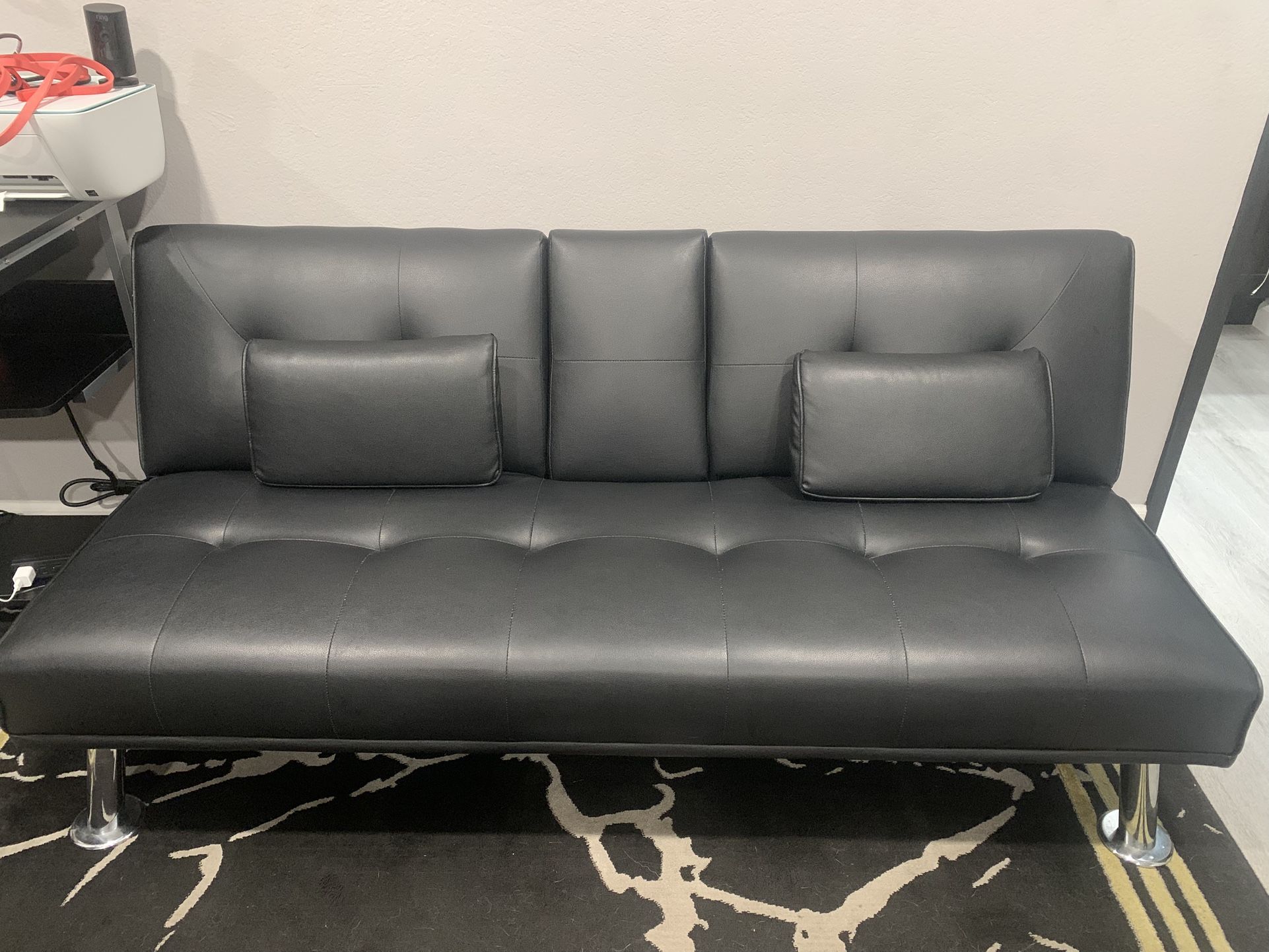 Black Faux Leather Sofa Bed