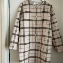 Michael Stars womens stylish plaid Coat BRAND NEW WITH TAGS (SIZE: SMALL) peacoat AUTHENTIC- $100