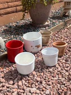 Set of 6 Ceramic & Clay Planter Pots (No Drainage)